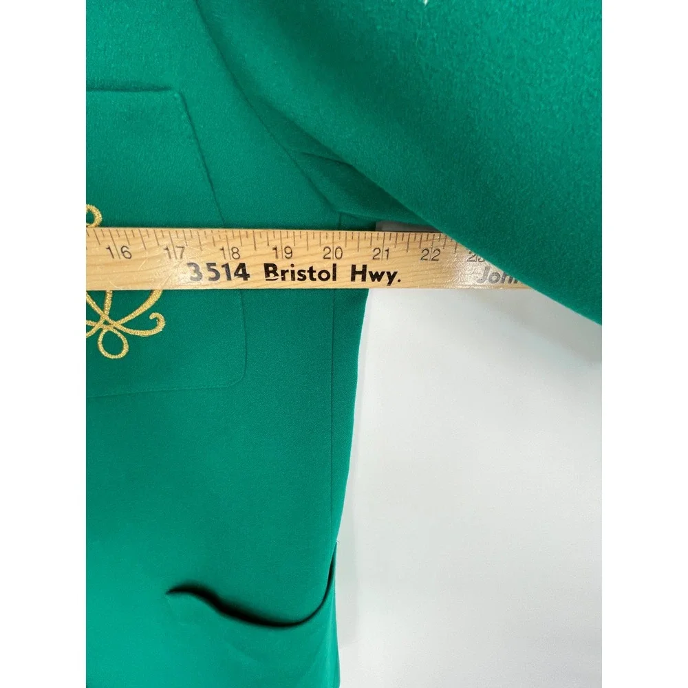 VTG Koret Women Skirt Suit Sz 12 Green Wool Blend Embroidered Crest 80's‎ Career